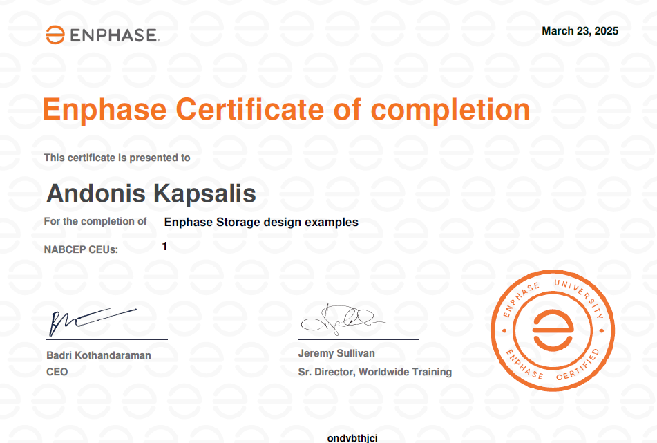 Enphase Storage Design Examples Training Certificate
